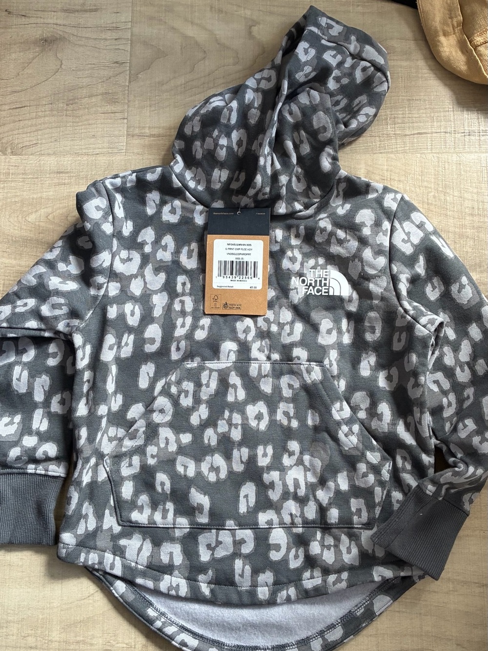 The North Face Kids Gray Leopard Print Hoodie